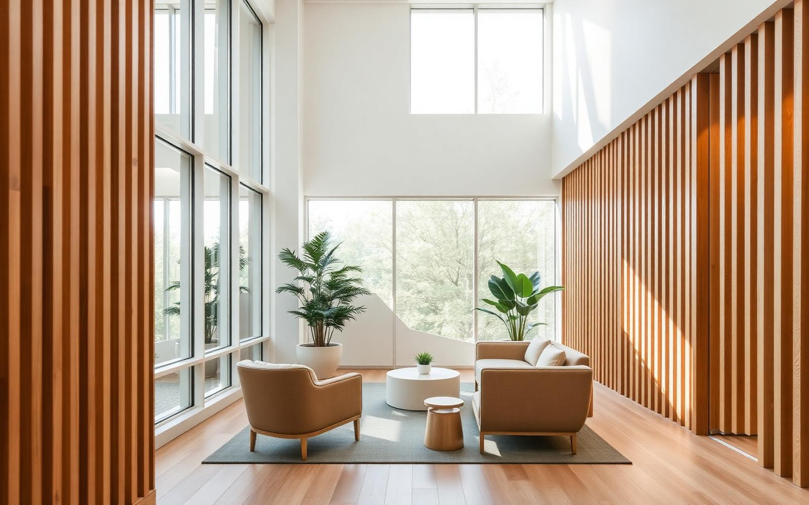 Modern wellness-oriented workplace lounge
