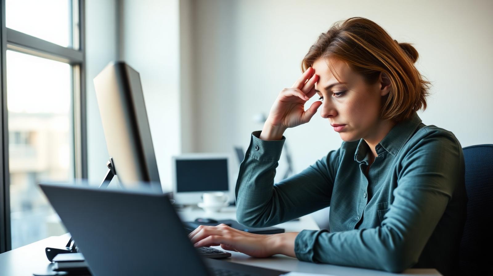 Tired worker in an office