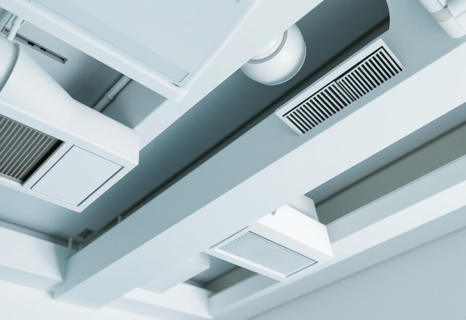Ventilation ductwork in mechanical plant room
